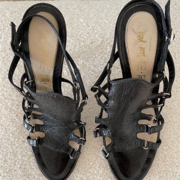 L.A.M.B. Gladiator Slingback Heels sz 8.5 - Picture 2 of 6